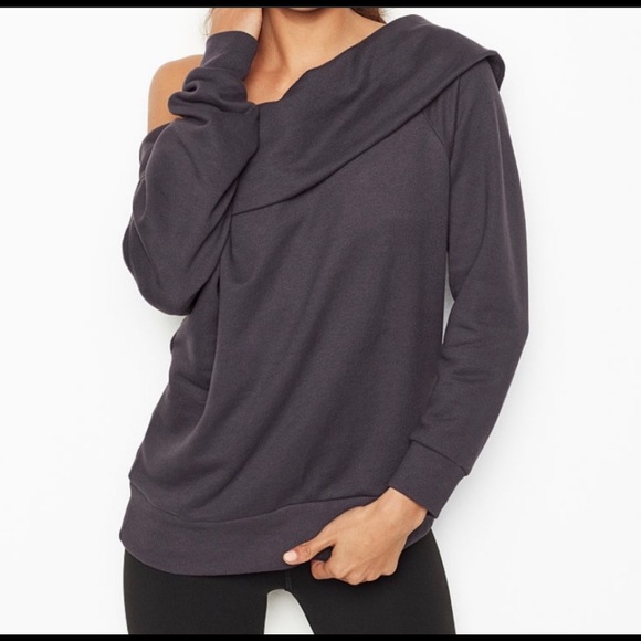 🌟VS SPORT Off the Shoulder Plum Sweatshirt🌟 - Picture 2 of 6